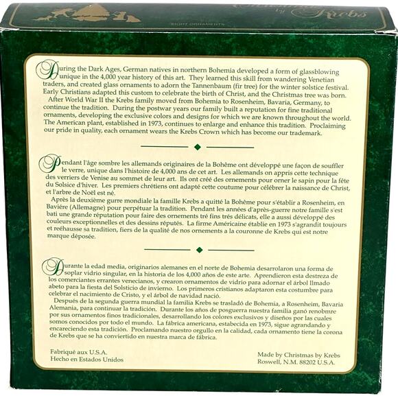 Kmart Christmas by Krebs Vintage Dark Green Glass Ornaments Gold Top-Set of 8 - Picture 2 of 4